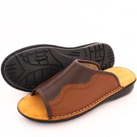 تصویر صندل مردانه چرم طبیعی کد 045 رنگ عسلی - 4 mans leather sandal code 045 honey color