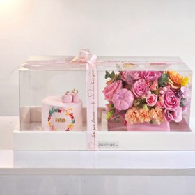 تصویر باکس گل و کیک صورتی 