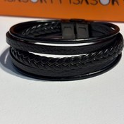 تصویر دستبند چرم ۳ لاین 