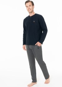 تصویر ست پیژامه فاق نرمال آستین بلند راسته مردانه | یو اس پولو U.S. Polo Assn. USP18966 