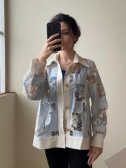 تصویر کت خامه دوزی آبی 