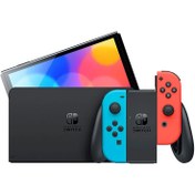 تصویر Nintendo Switch OLED قرمز آبی Nintendo Switch OLED with Neon Blue and Neon Red Joy-Con