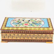 تصویر جعبه جا جواهری خاتم و گل مرغ 