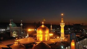 تصویر دانلود استوک فوتیج آماده : گنبد حرم امام رضا (ع) از نمای بالا توسط هلی شات 