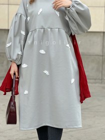 تصویر پیراهن پاییزه زمستانه بلند مدل ابری حانی گلی 