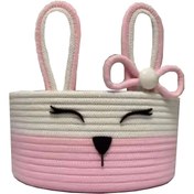 تصویر سبد اسباب بازی قیطان دوزی شده مدل پاپیون - طوسی 