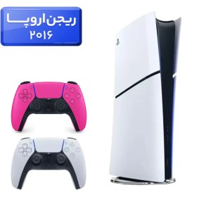 تصویر پلی استیشن 5 اسلیم ( PS5 Slim ) دیجیتال ریجن اروپا 2016 با یک دسته اضافه صورتی 