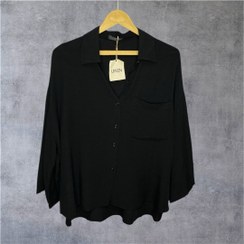 تصویر شومیز بلند لینن آستین سه‌ربع وارداتی - مشکی 