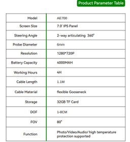تصویر ویدئو بروسکوپ با پراب چرخشی 360 درجه مدل AE700 