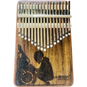 تصویر کالیمبا دست ساز باروک طرح موتور سوار چوب گردو 