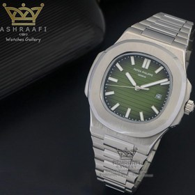 تصویر ساعت پتک فیلیپ ناتیلوس نقره ای صفحه سبز پتک فیلیپ ( Patek Philippe )