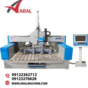 تصویر دستگاه سی ان سی سنگ مدل بازالت " روتاری 4 هد " granit model stone CNC machine