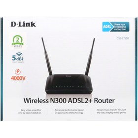 تصویر مودم D-link 2750u Wireless N 300 ADSL2+ Modem Router - مشکی 