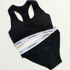 تصویر ست شورت و نیمتنه زنانه نخی، مدل شورت بکلس طرح کش کلوین کلین کد 7205 Women's underwear