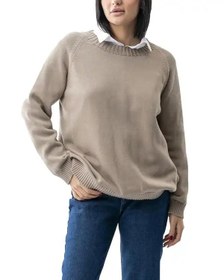 تصویر پلیور زنانه آستین بلند یقه گرد نسکافه ای آر ان اس RNS کد 11232506 