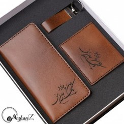 تصویر ست چرم شتر رنگ عسلی کد 1065 