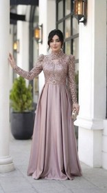 تصویر پیراهن مجلسی زنانه سیندرلا مدل AT1 جنس ساتن ال ایکس سایز ۴۰ الی ۴۸ 