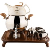 تصویر ست کتری قوری کروپ ست مدل تیارا نقره‌ای کد 602 Croupset Tyara Model Kettle and Teapot Set - Code 602