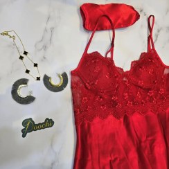 تصویر پیراهن خواب ساتن چاک دار اما 2846 