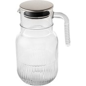 تصویر بطری لیمون مدل شیشه ای شیاردار درب استیل کد H2357 