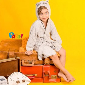 تصویر حوله تن پوش کلاه دار نوزاد پسرانه طرح راکون پاپو Papo Racon Papo Racon Baby Boy Dressing Towel