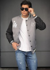 تصویر سویشرت بیسبالی داخل خز رنگ طوسی بسیار شیک Baseball Sweatshirt Inside Fur Gray Color Very Stylish