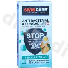 تصویر کاندوم سوئیس کر آنتی باکتریال مدلAnti Bacterial & Fungal Swiss Care Condom