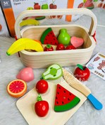 تصویر اسباب بازی میوه برشی مگنتی چوبی با سبد کد 0815 