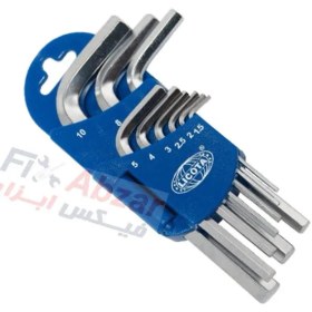 تصویر آچار آلن دسته کوتاه 9 عددی لیکوتا مدل 2HW10091DPM LICOTA 9 PCS SHORT TYPE HEX KEY WRENCH SET MODEL 2HW10091DPM