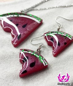 تصویر ست گردنبند یلدا هندونه ای 