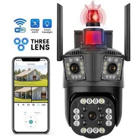 تصویر دوربین مداربسته مینی اسپیددام ۳ لنز سیمکارتی مدلv380 wifi cameras 3lenz V380