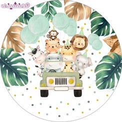 تصویر بنر دایره ای جشن و تولد تم حیوانات جنگل طرح آبرنگی کد 01 