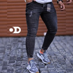 تصویر شلوار لی ذغالی فول کش دمپا جذب تا ۵۲ سایز Charcoal Full Elastic Jeans Leave Tail Absorbing Up to 52 Sizes