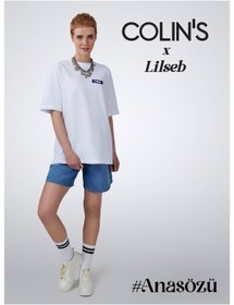 تصویر تی شرت سفید مردانه و زنانه UNISEX WHITE LILSEB شعار T SHIRT کولینز Colin’s 