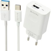 تصویر شارژر دیواری Bavin PC318Y 2.4A + کابل Type-C Bavin PC318Y 2.4A Wall Charger With Type-C Cable