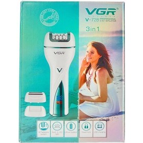 تصویر اپیلاتور و اپیلیدی منابع اصلاح صورت سه کاره وی جی آر مدل V-728 