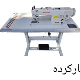 تصویر چرخ خیاطی کارکرده دوپایه بن هورس HR-303 - کیفیت و قدرت در یک دستگاه Used Ben Horse HR-303 Walking Foot Sewing Machine - Quality and Power in One Device