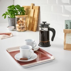 تصویر سینی ملامین ایکیا RODKNOT IKEA Tray 20x28cm patterned grey-pink. brown-red