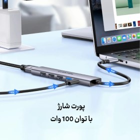 تصویر هاب شش پورت USB-C لنشن مدل CH17 Lention USB-C 6 in 1 Hub Adapter CH17