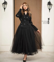 تصویر ست کت ودامن گره استایل مدل قوی سیاه 