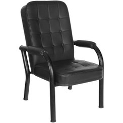 تصویر صندلی انتظار لوله ای مشکی فوم تراکم بالا 