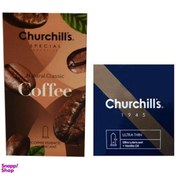 تصویر کاندم مدل Coffee بسته 12 عددی چرچیلز (Churchill's) به همراه کاندوم مدل Ultra Lubricant بسته 3 عددی 