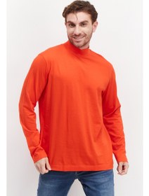 تصویر تی‌شرت آستین بلند یقه گرد مردانه، قرمز کمرنگ برند esprit Men Turtle Neck Long Sleeve Solid T-Shirts, Light Red