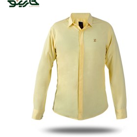 تصویر پیراهن مردانه آستین بلند زرد 