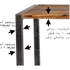 تصویر میز ناهارخوری چوب و آهن مدل ترموود کد C29 - مشکی 