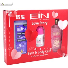 تصویر ست هدیه سه تیکه بادی اسپلش+ بادی واش + رول آن زنانه ای آی ان Gift Set For Her Body wash+ Body Mist+ Antiperspirant roll EIN