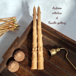 تصویر شمع قلمی طرح پاییزی - رنگ نسکافه‌ای 