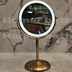 تصویر آینه رومیزی اصلاح هوشمند ۷X چراغ‌دار طلا مات 