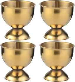 تصویر جا تخم مرغ استیل SYOSI - ارسال 20 روز کاری SYOSI Stainless Steel Egg Holder, 4Pcs Gold Stands Egg Cups for Hard Boiled Eggs Tabletop Cups Breakfast, for Hard Boiled Eggs Golden Ice Cream Dessert Container Table Decor for Holiday Wedding Party