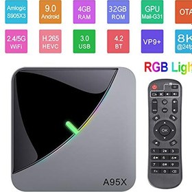 تصویر جعبه تلویزیون اندروید 9.0 A95X F3 Air 8K RGB هوشمند جعبه تلویزیون هوشمند Amlogic S905X3 4 GB 32GB 2.4G 